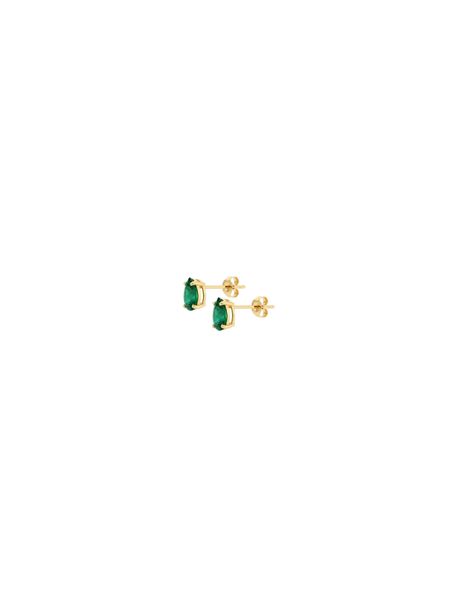 0.63ct Emerald 14K Gold Pear Dainty Stud Earrings