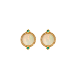 6.07ct Opal Diamond 18K Gold Statement Earrings