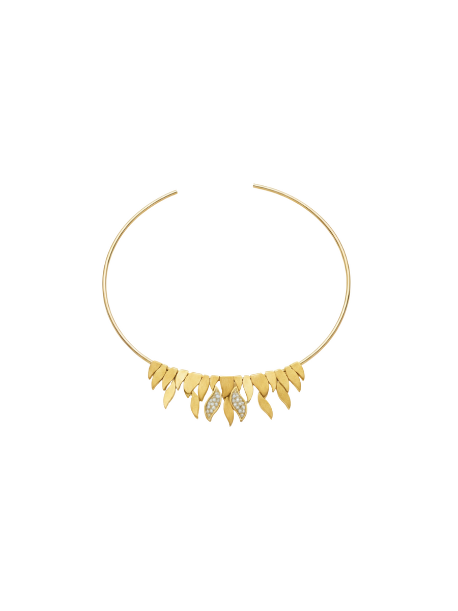 0.27ct Diamond 14K Gold Collar Chocker Necklace