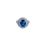 2.89ct Diamond Sapphire Platinum Cluster Ring