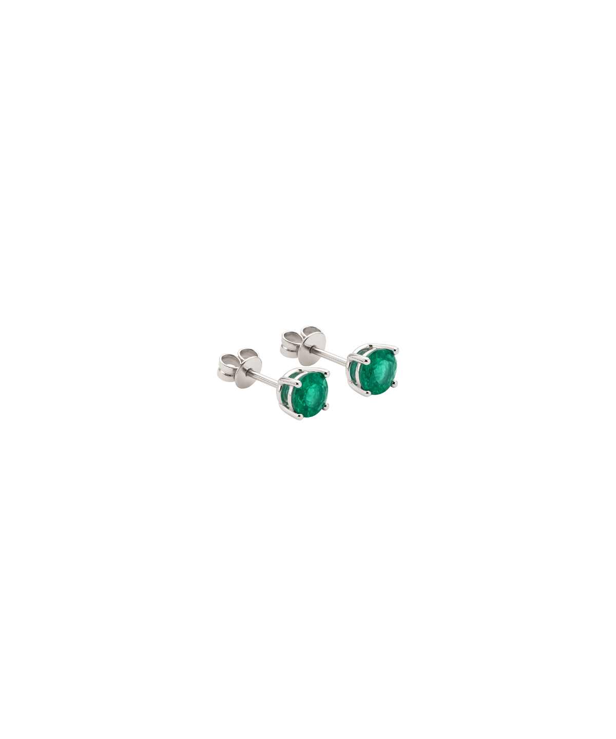 0.43ct Emerald 18K Gold Round Stud Earrings