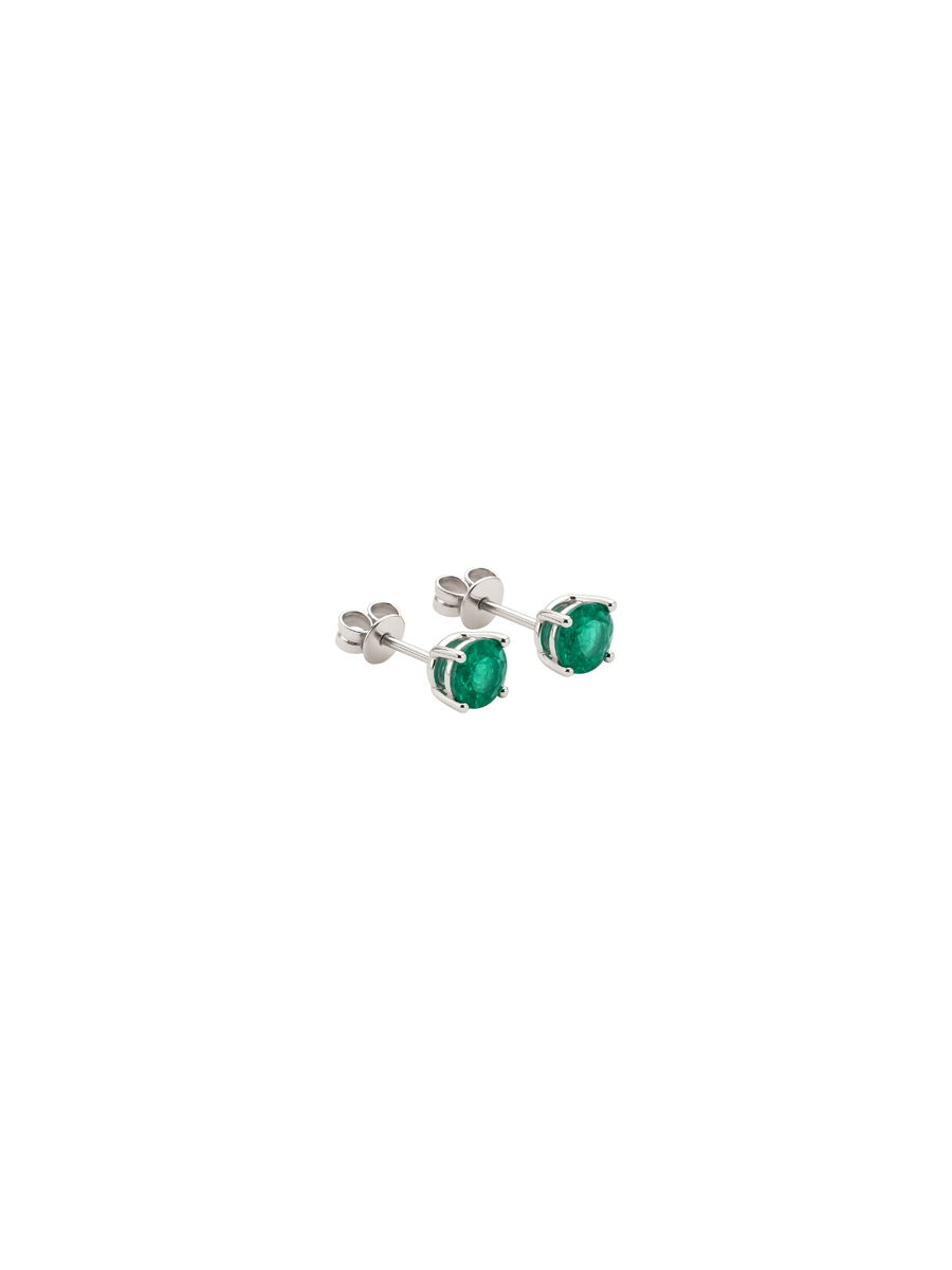 0.43ct Emerald 18K Gold Round Stud Earrings
