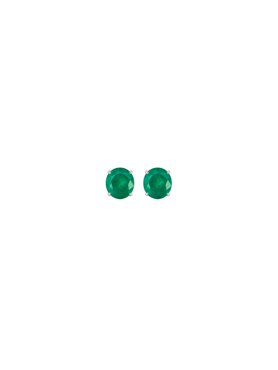 0.93ct Emerald 14K Gold Round Stud Earrings