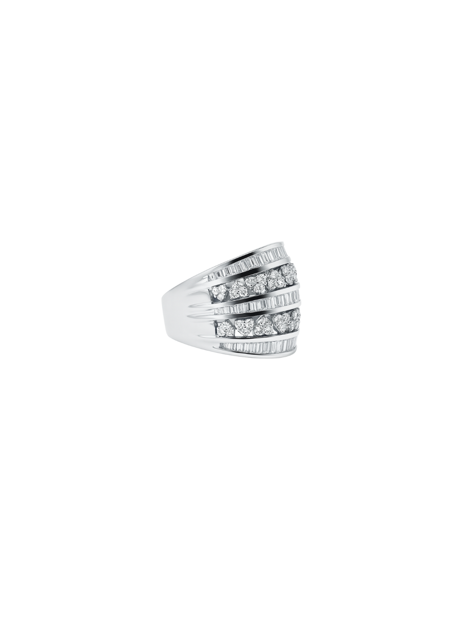 2.10ct Diamond 14K Gold Five Row Ring