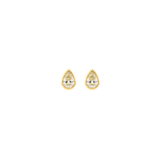 0.83ct Diamond 18K Gold Pear Bezel Stud Earrings