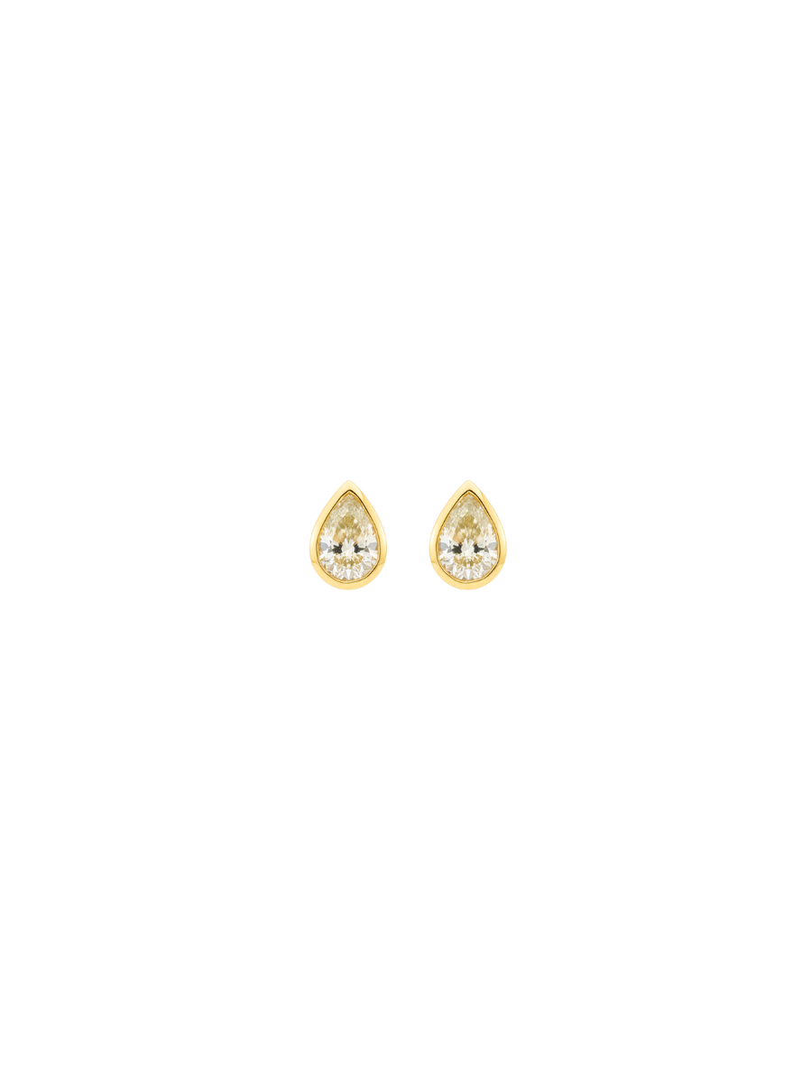 0.83ct Diamond 18K Gold Pear Bezel Stud Earrings