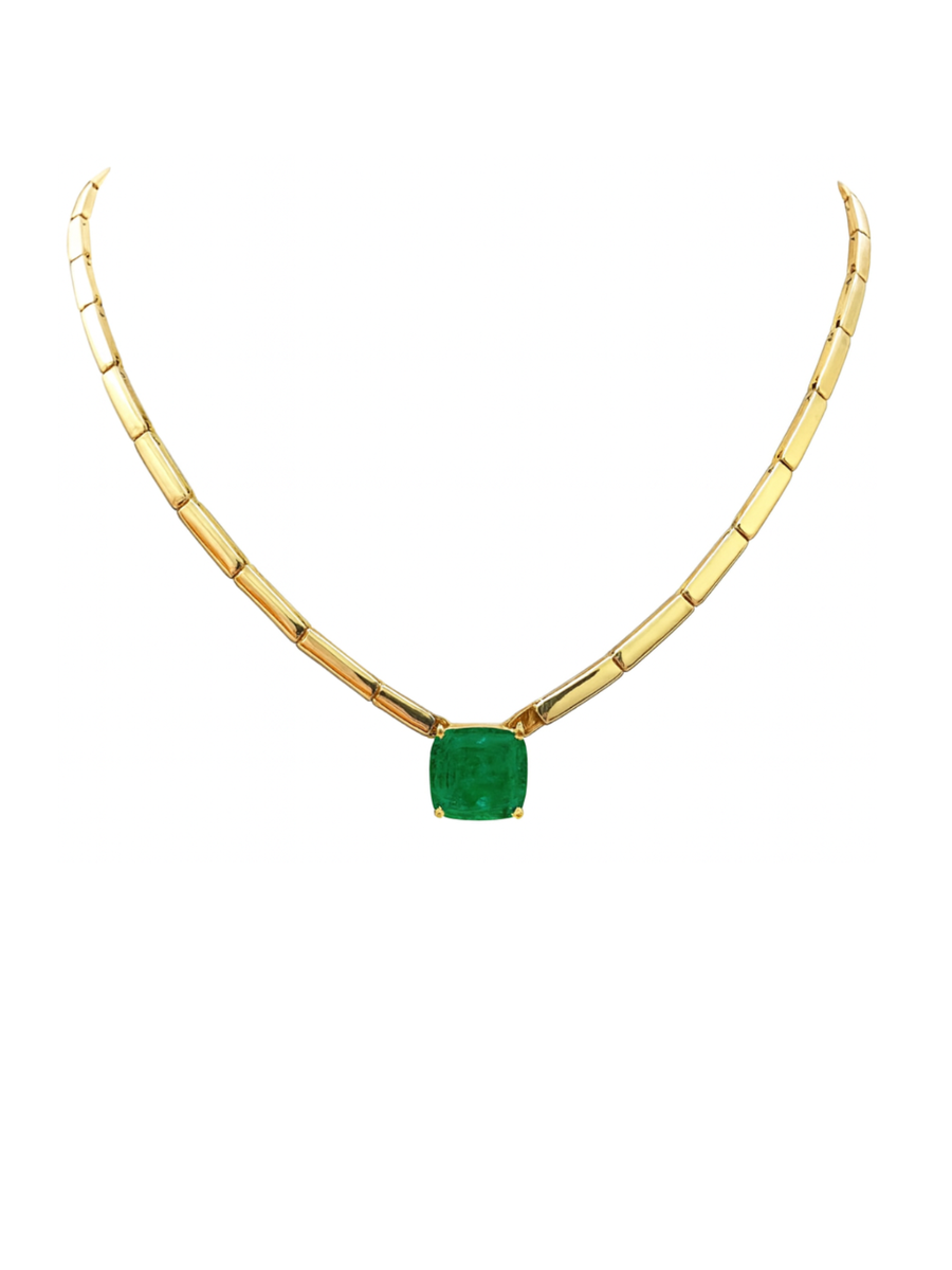 1.65ct Emerald 14K Gold Link Necklace