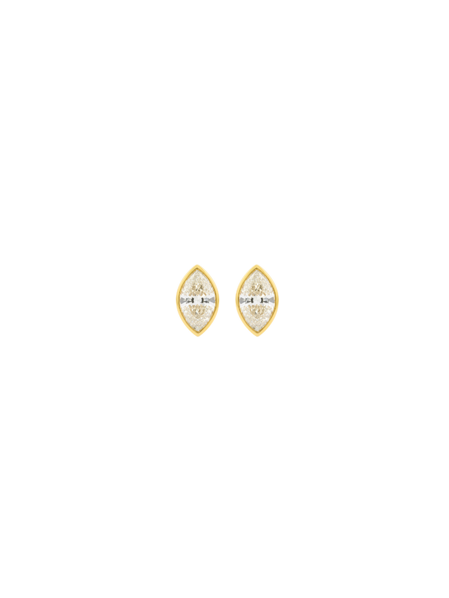 1.16ct Diamond 18K Gold Marquis Diamond Bezel Stud Earrings