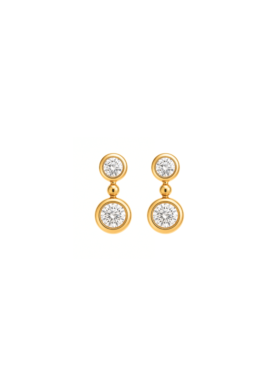 0.99ct Diamond 14K Gold Bezel Drop Earrings