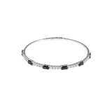 2.75ct Diamond Blue Sapphire 14K Gold Flexible Bangle Bracelet