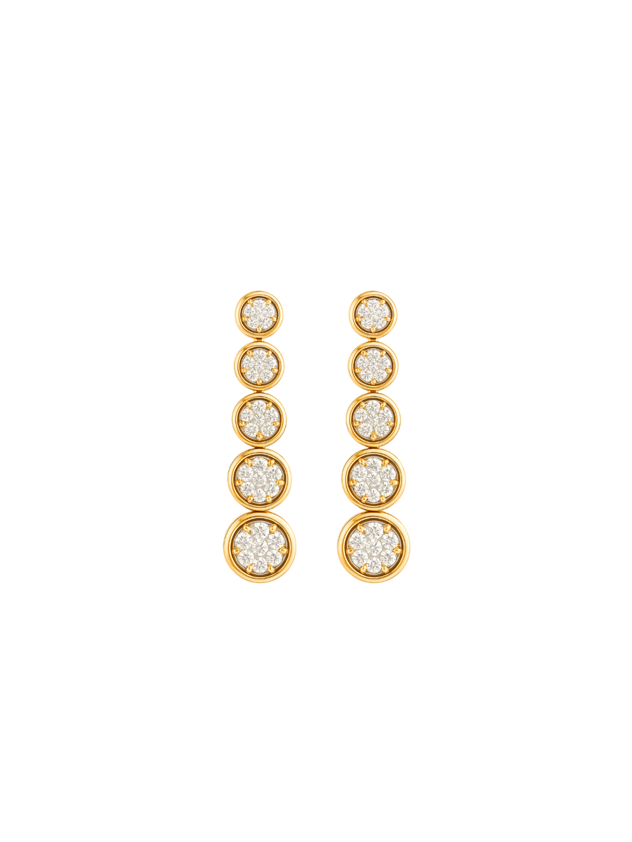 0.83ct Diamond 14K Gold Pave Bezel Dangle Drop Earrings