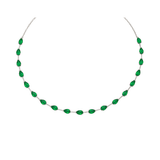 3.68ct Emerald 18K Gold Pear Choker Tennis Necklace