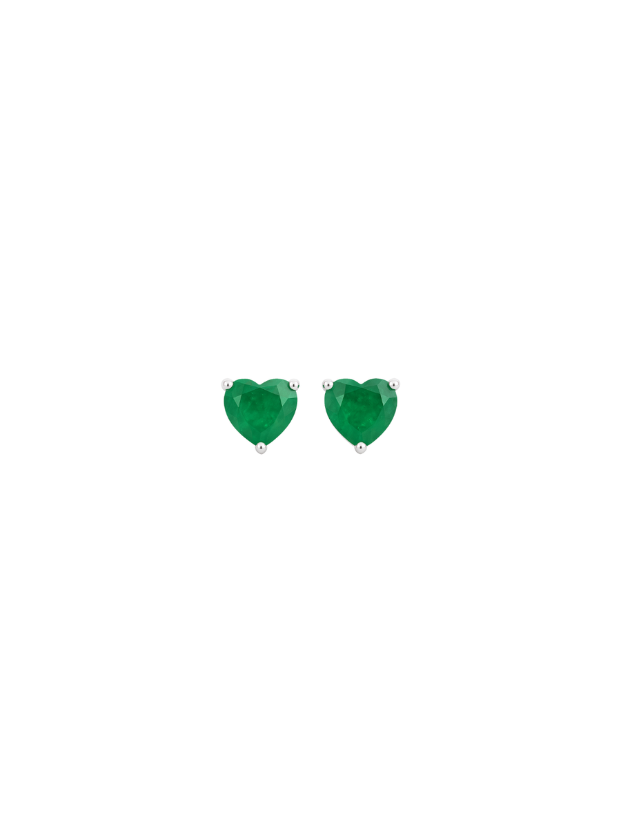1.20ct Emerald 18K Gold Heart Stud Earrings