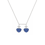 1.10ct Diamond Blue Sapphire 18K Gold Sacred Hearts Necklace