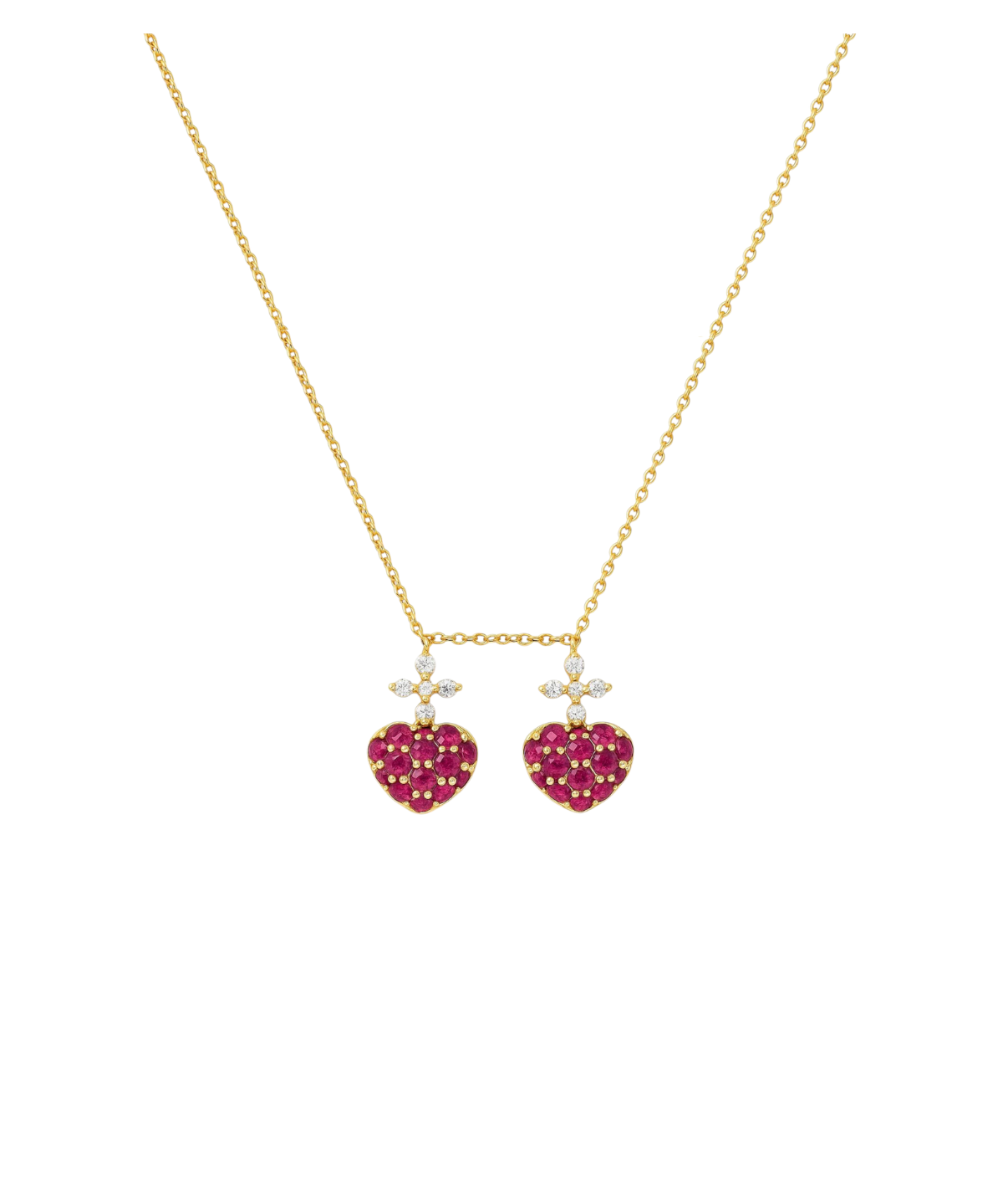1.00ct Diamond Ruby 18K Gold Sacred Hearts Necklace