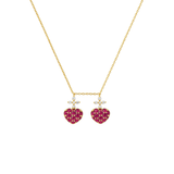 1.00ct Diamond Ruby 18K Gold Sacred Hearts Necklace