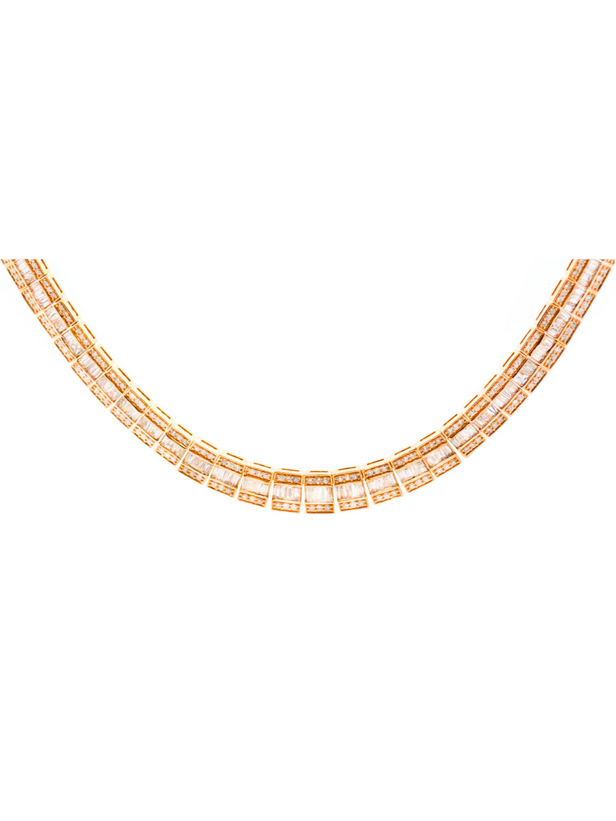 11.75ct Diamond 14K Gold Invisible Set Tennis Necklace