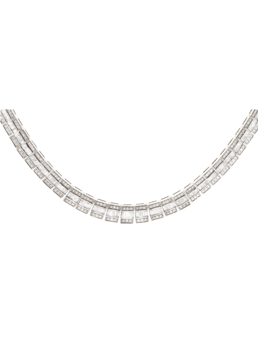 11.75ct Diamond 14K Gold Invisible Set Tennis Necklace
