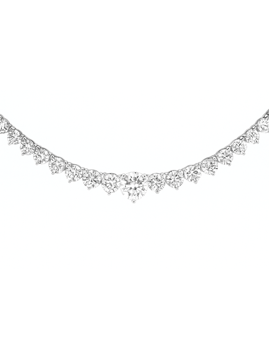 8.50ct Diamond 18K Gold Graduated Tennis Necklace