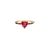 1.85ct Pink Tourmaline Multi Sapphires 14K Gold Heart Ring