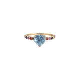 2.49ct Blue Topaz Multi Sapphire 14K Gold Heart Ring