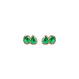 4.78ct Diamond Emerald 18K Gold Double Stud Earrings