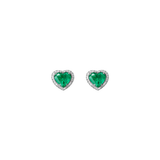 3.00ct Diamond Emerald 18K Gold Halo Heart Stud Earrings
