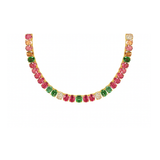 Tourmaline Diamond 14K Gold Tennis Necklace