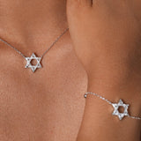 0.20ct Diamond 18K Gold Star of David Necklace
