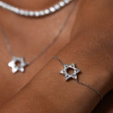 0.19ct Diamond 18K Gold Star of David Bracelet