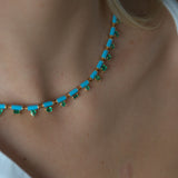 17.32ct Turquoise Emerald 14K Gold Link Necklace