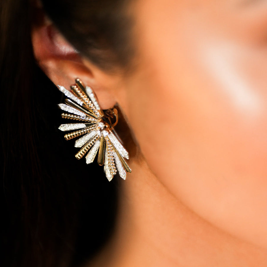 1.91ct Diamond 14K Gold Firework Statement Earrings