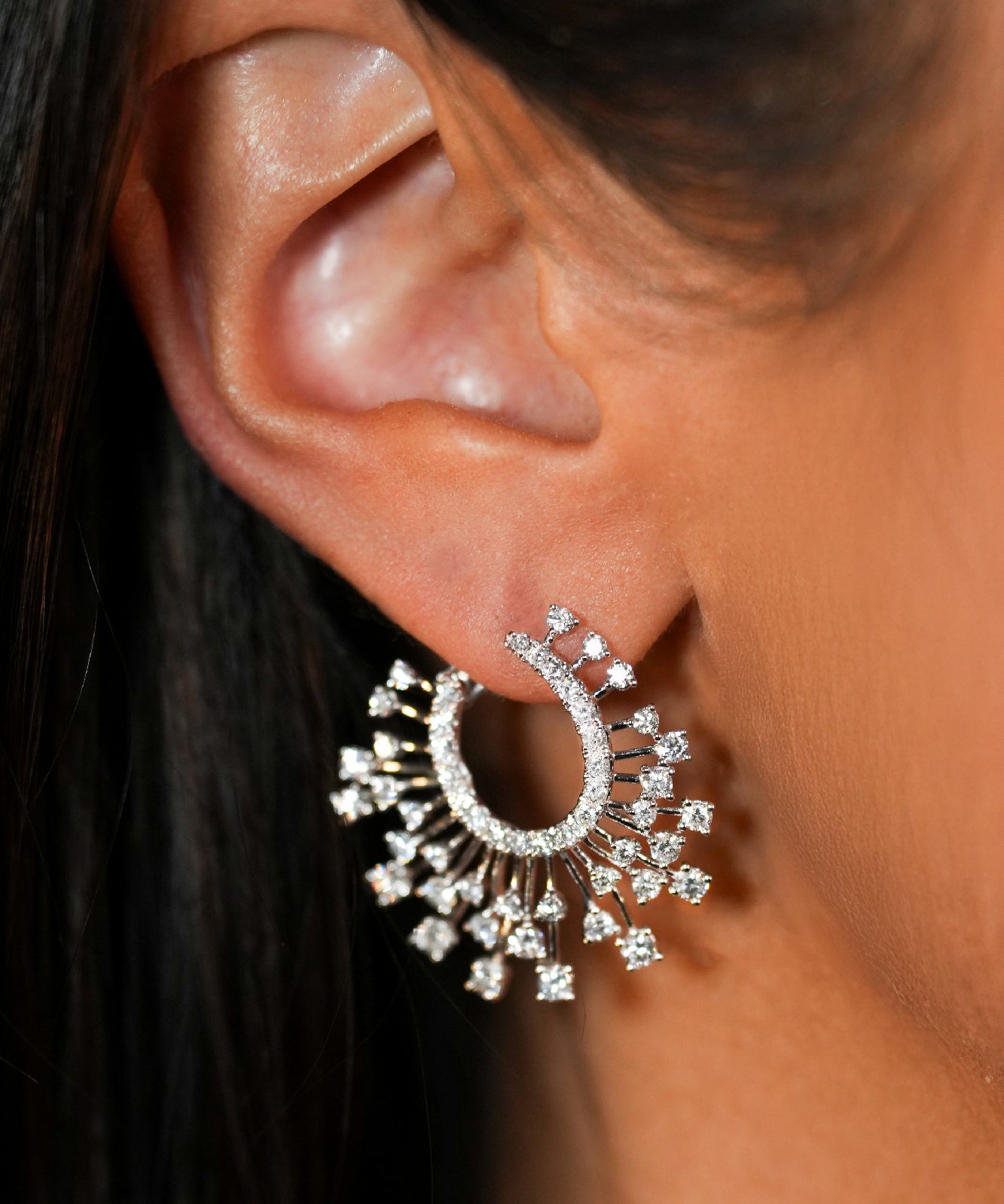 2.39ct Diamond 18K Gold Cluster Earrings