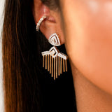 0.99ct Diamond 14K Gold Statement Multi Dangle Earrings
