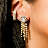 2.93ct Diamond 14K Gold Flower Cascade Earrings
