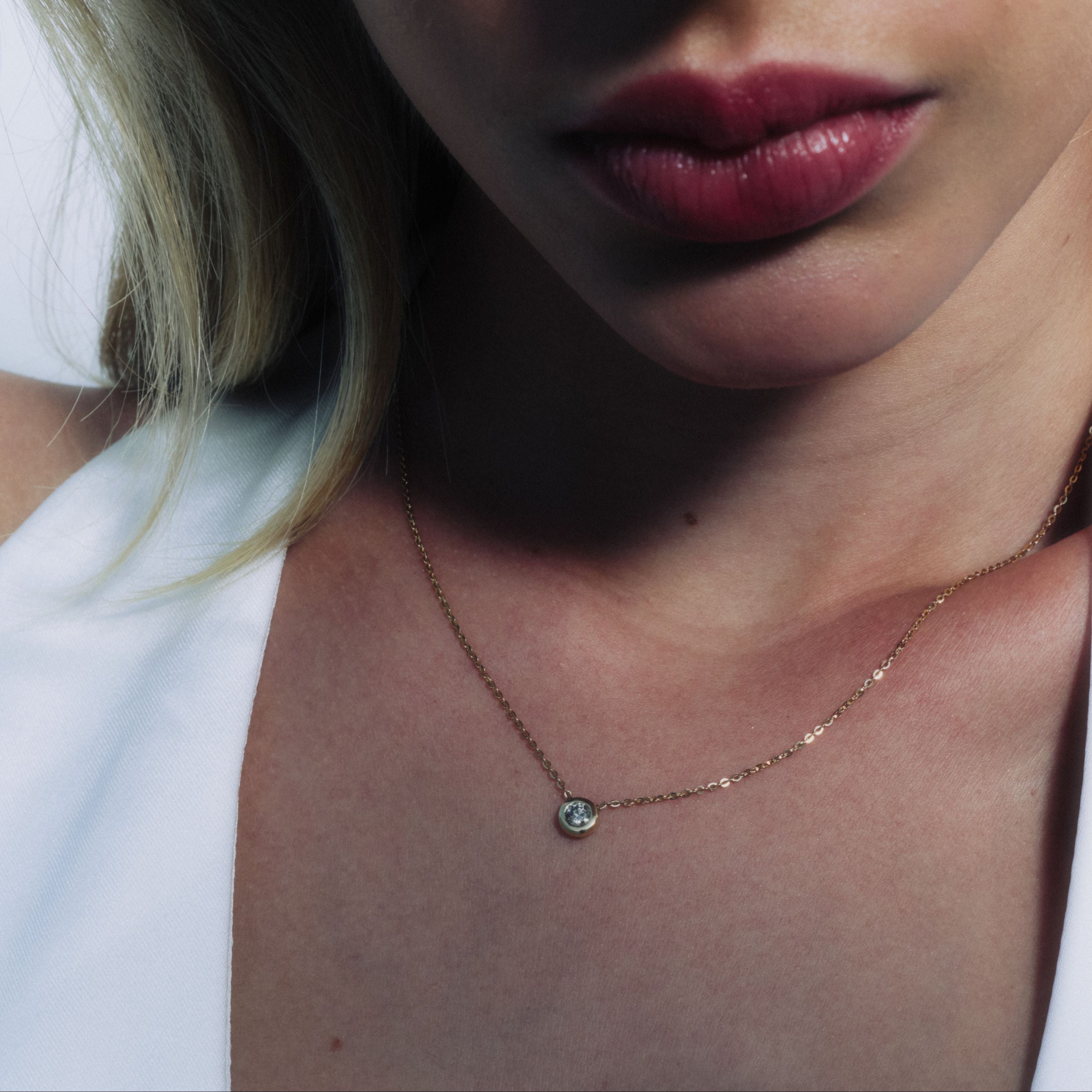 0.22ct Diamond 14K Gold Solitaire Necklace