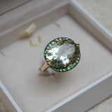 13.15ct Green Amethyst Tsavorita 18K Gold Ring