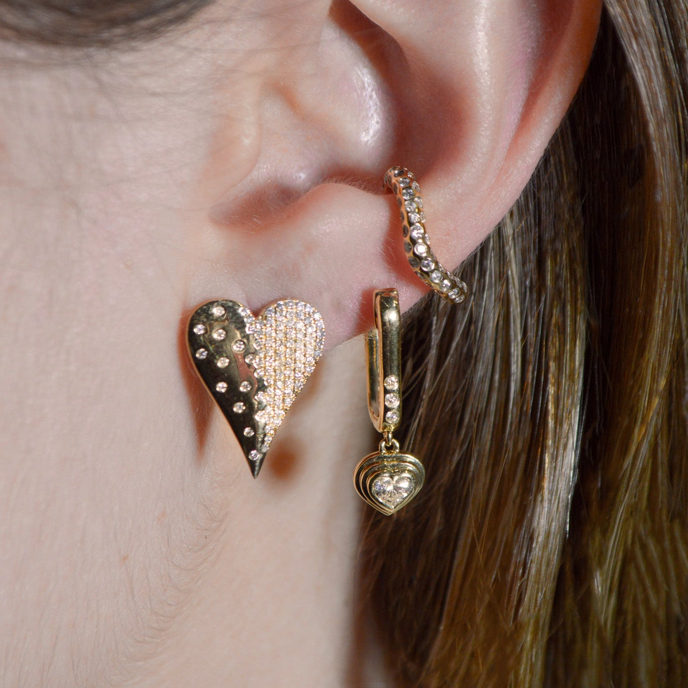 0.53ct Diamond 14K Heart Earrings