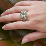6.22ct Green Amethyst Tanzanite 18K Gold Ring