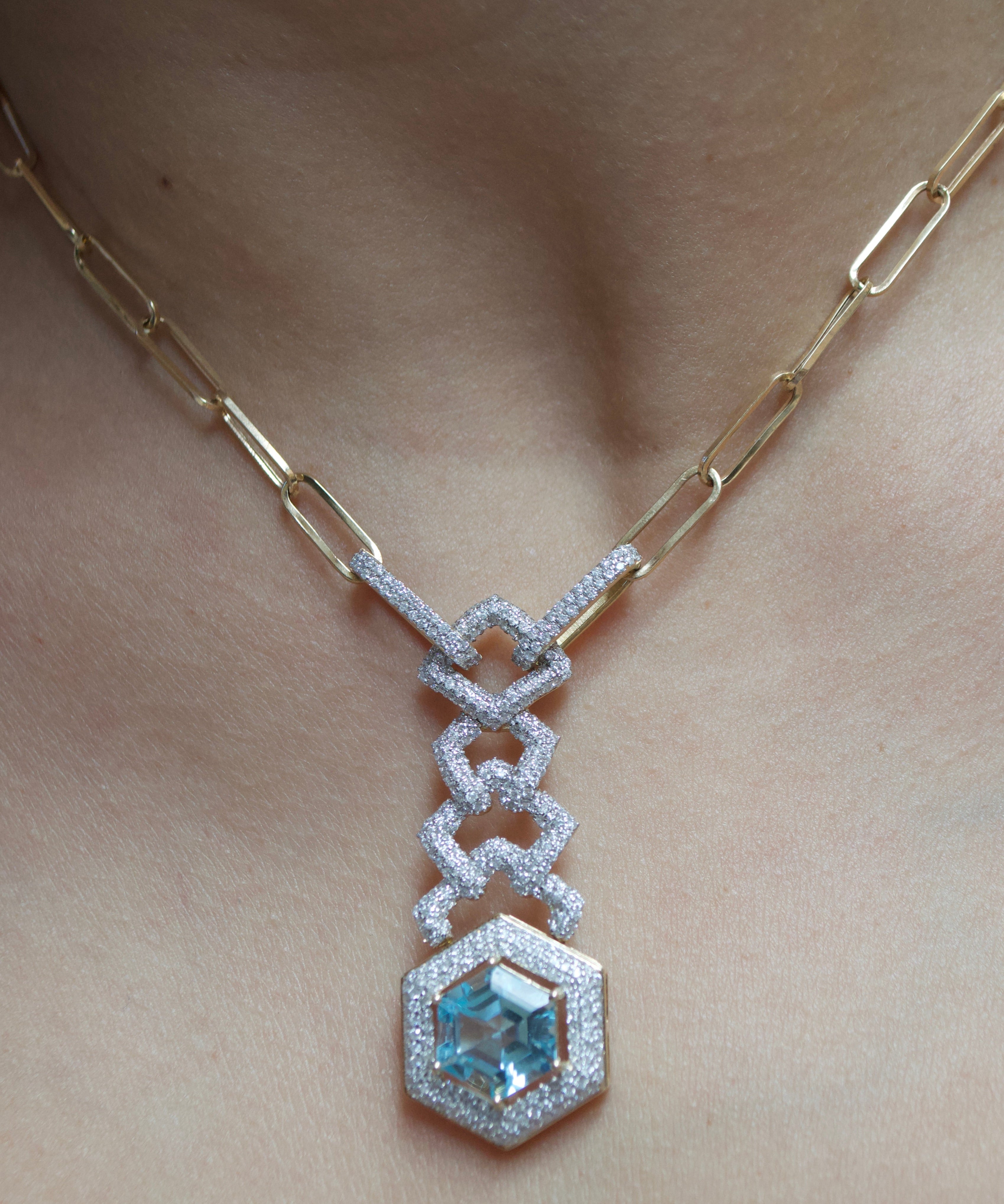 6.75ct Diamond 14K Gold Drop Necklace