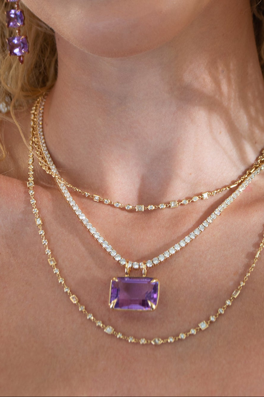Amethyst 18K Gold Statement Pendant
