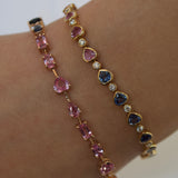7.80ct Multi Color Sapphire  14K Gold Multi Shaped Bracelet