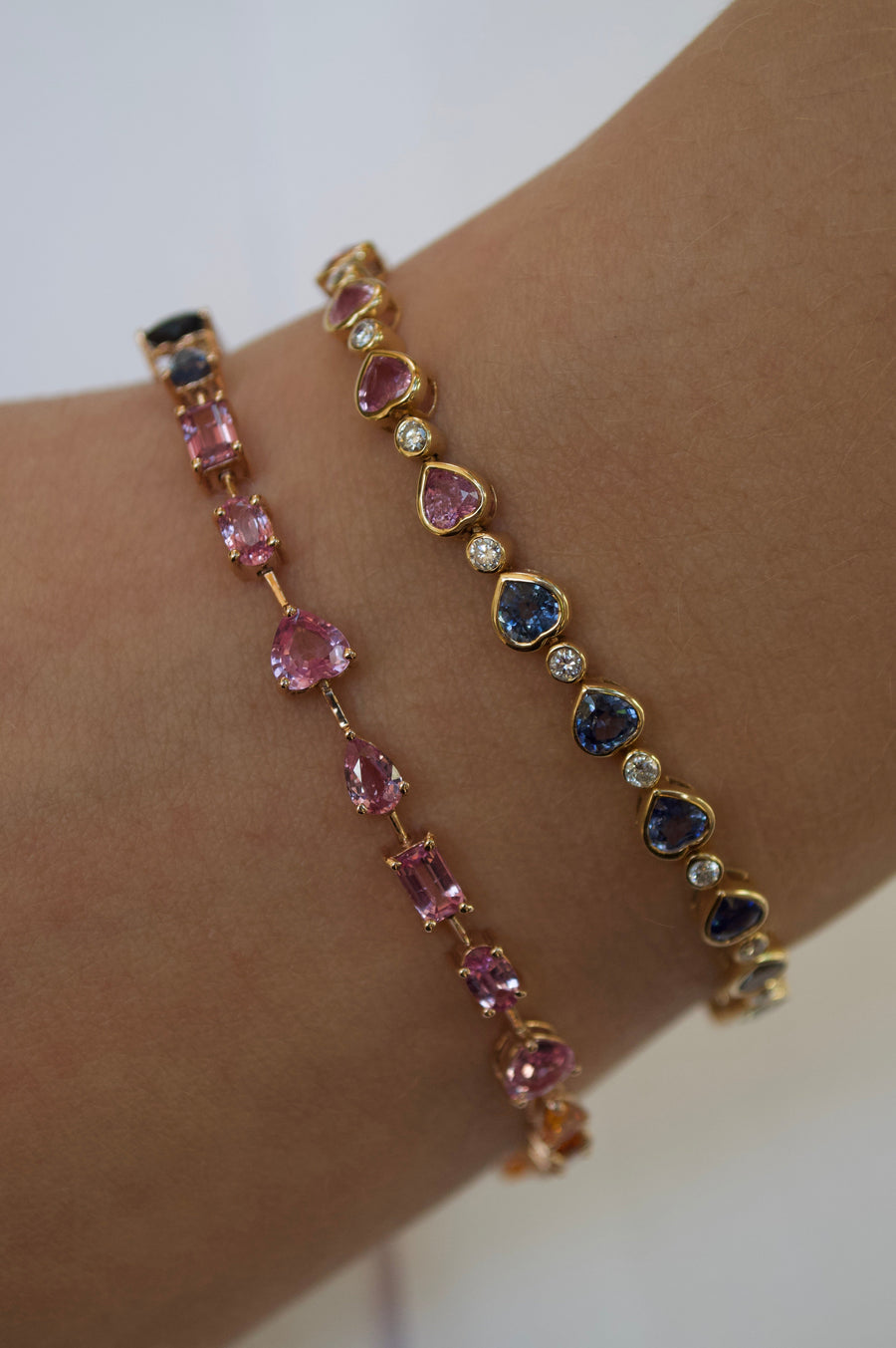 7.80ct Multi Color Sapphire  14K Gold Multi Shaped Bracelet