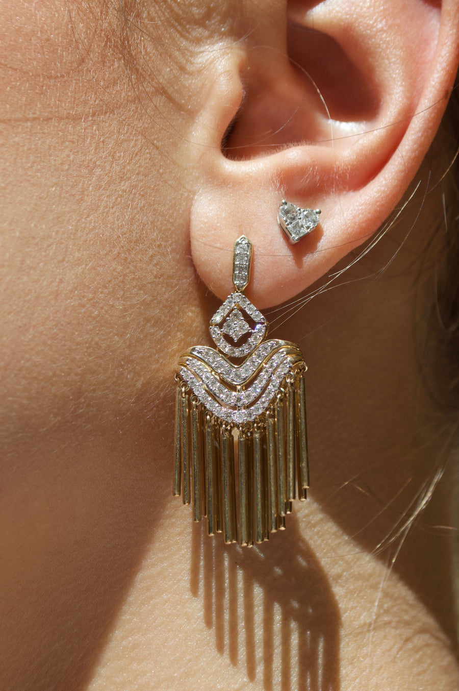 1.08ct Diamond 14K Gold Cascade Fringes Earrings
