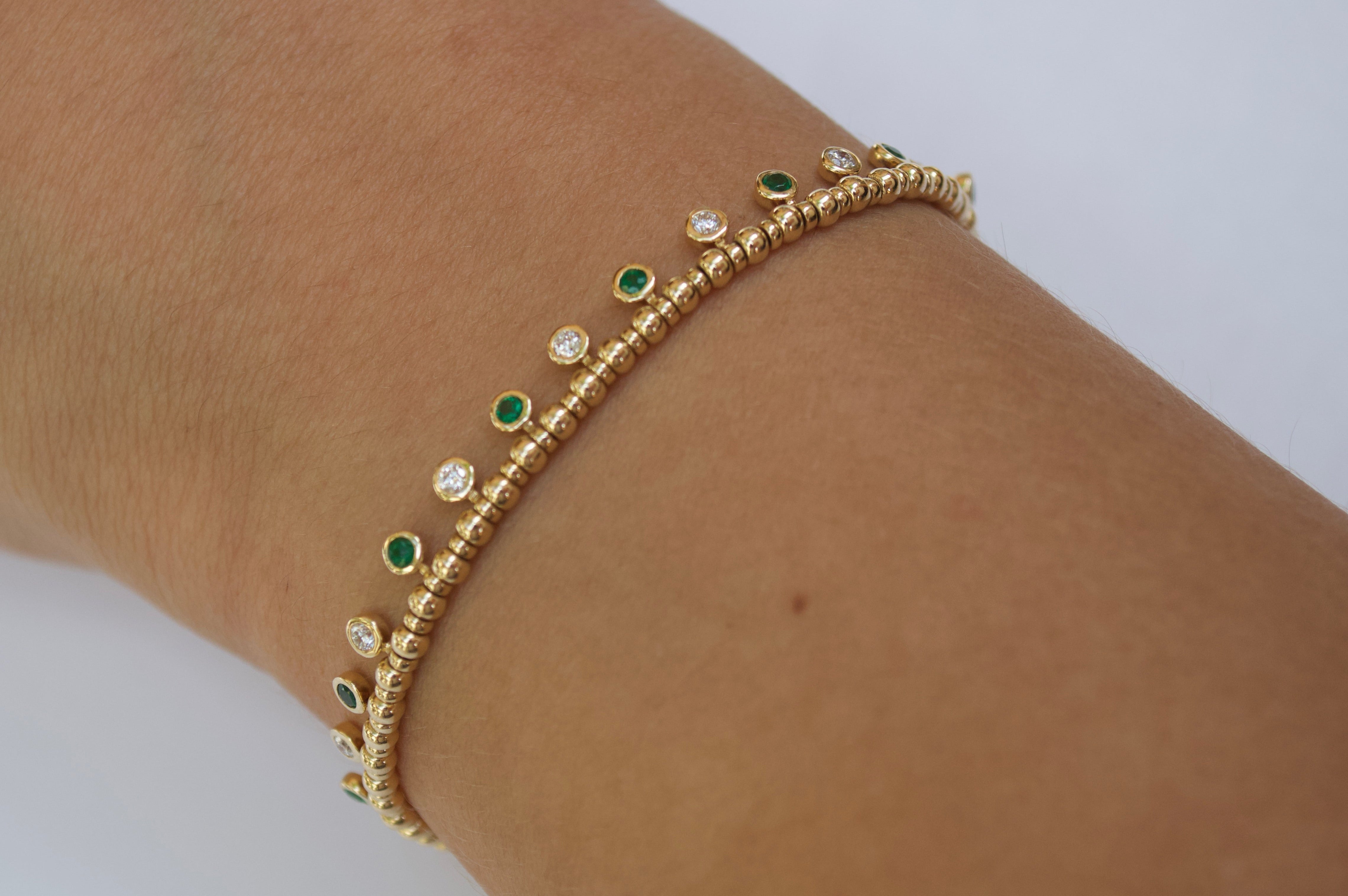 0.94ct Emerald Diamond 14K Gold Bezel Bracelet