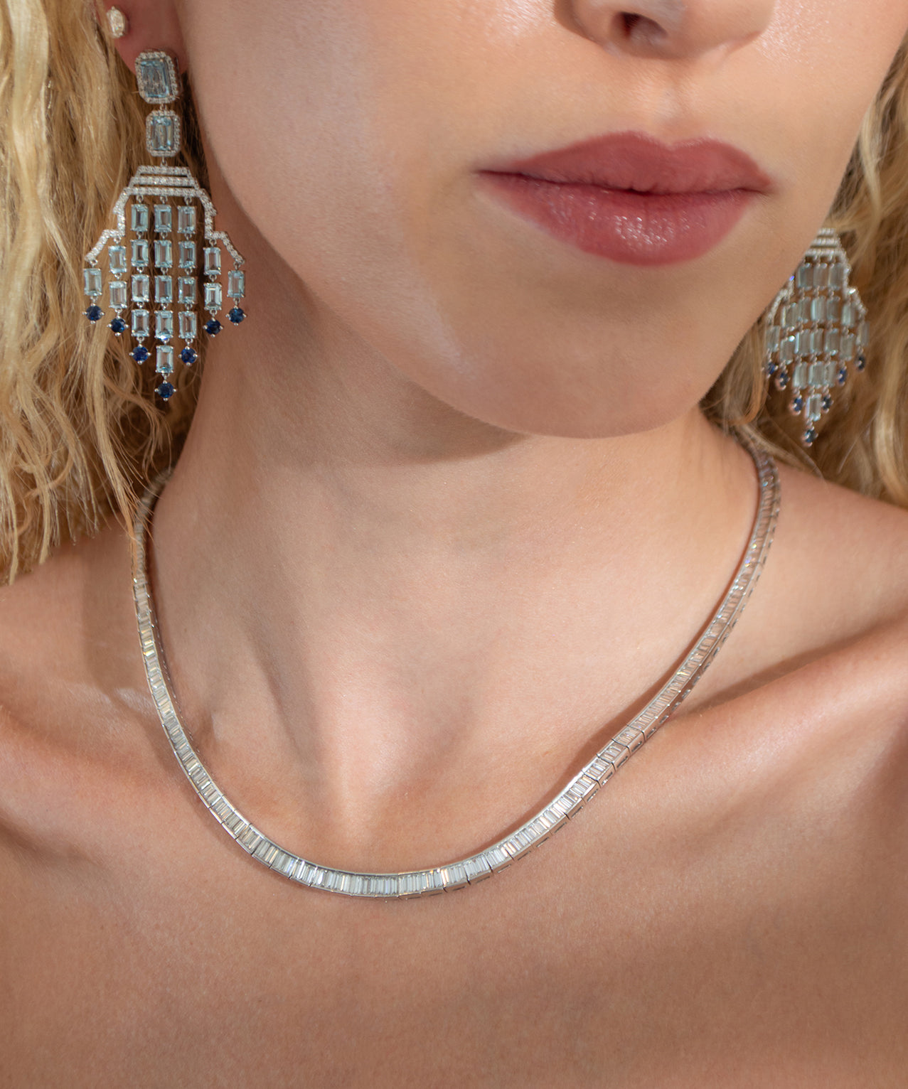 10.34ct Diamond Platinum Baguette Tennis Necklace