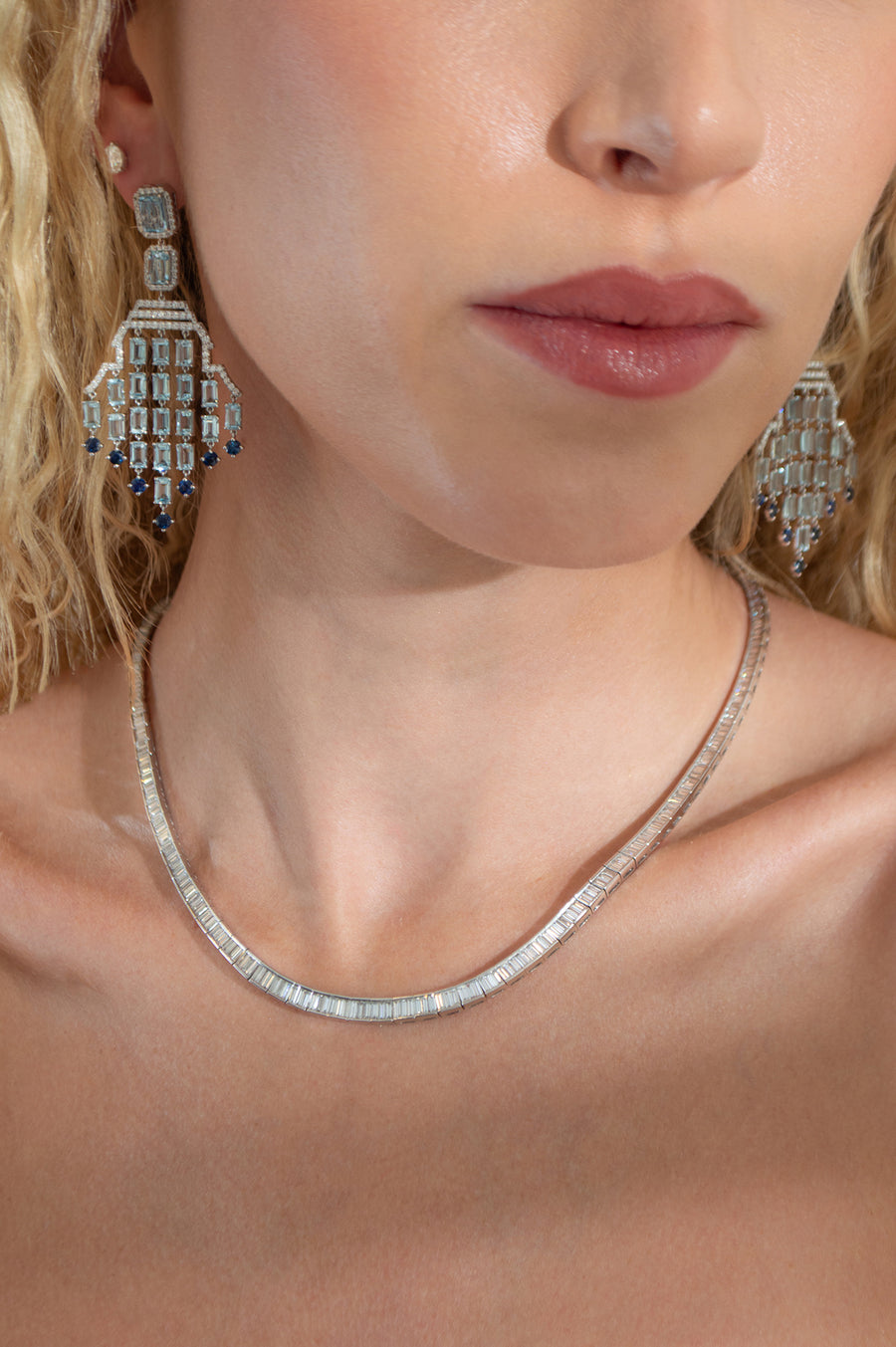 10.34ct Diamond Platinum Baguette Tennis Necklace