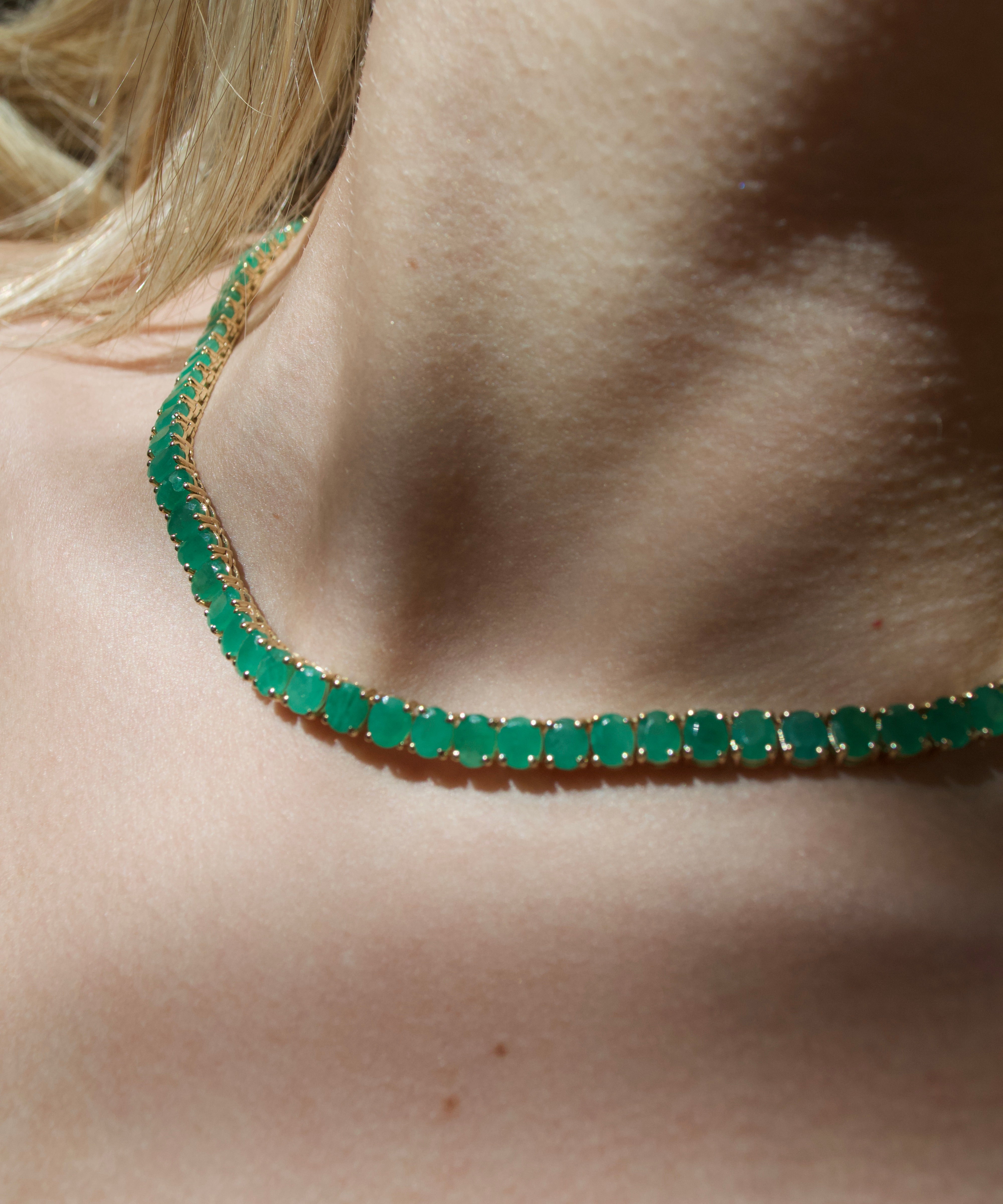 20.60ct Emerald 18K Gold Tennis Necklace