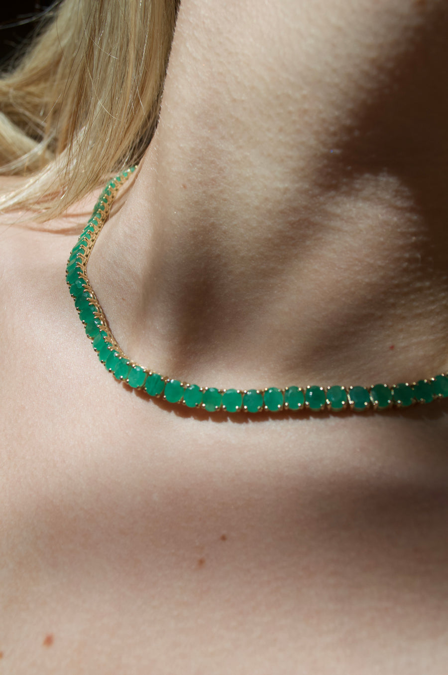 20.60ct Emerald 18K Gold Tennis Necklace