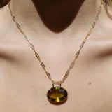 28.80ct Olive Quartz 18K Gold Pendant
